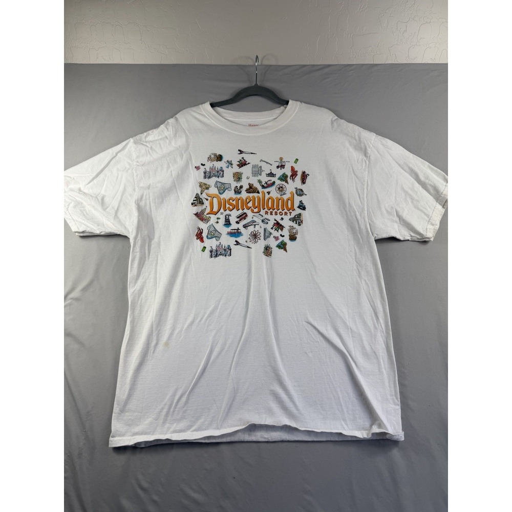 Hanes Beefy Tee Disneyland Resort white ss t-shirt, men's 2xl